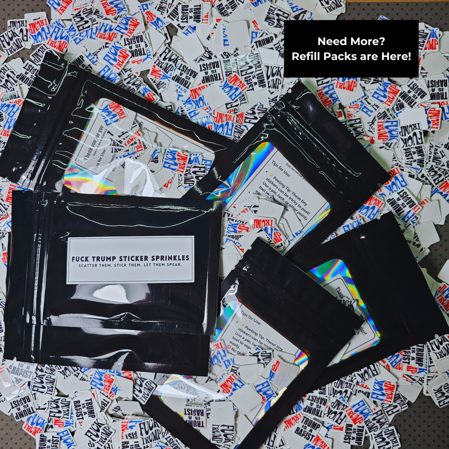Anti-Trump CONfetti Stickers | Fuck Trump Sticker Sprinkles | Trump Sucks | FDT | Anti-Trump Sticker | Mini Protest Stickers