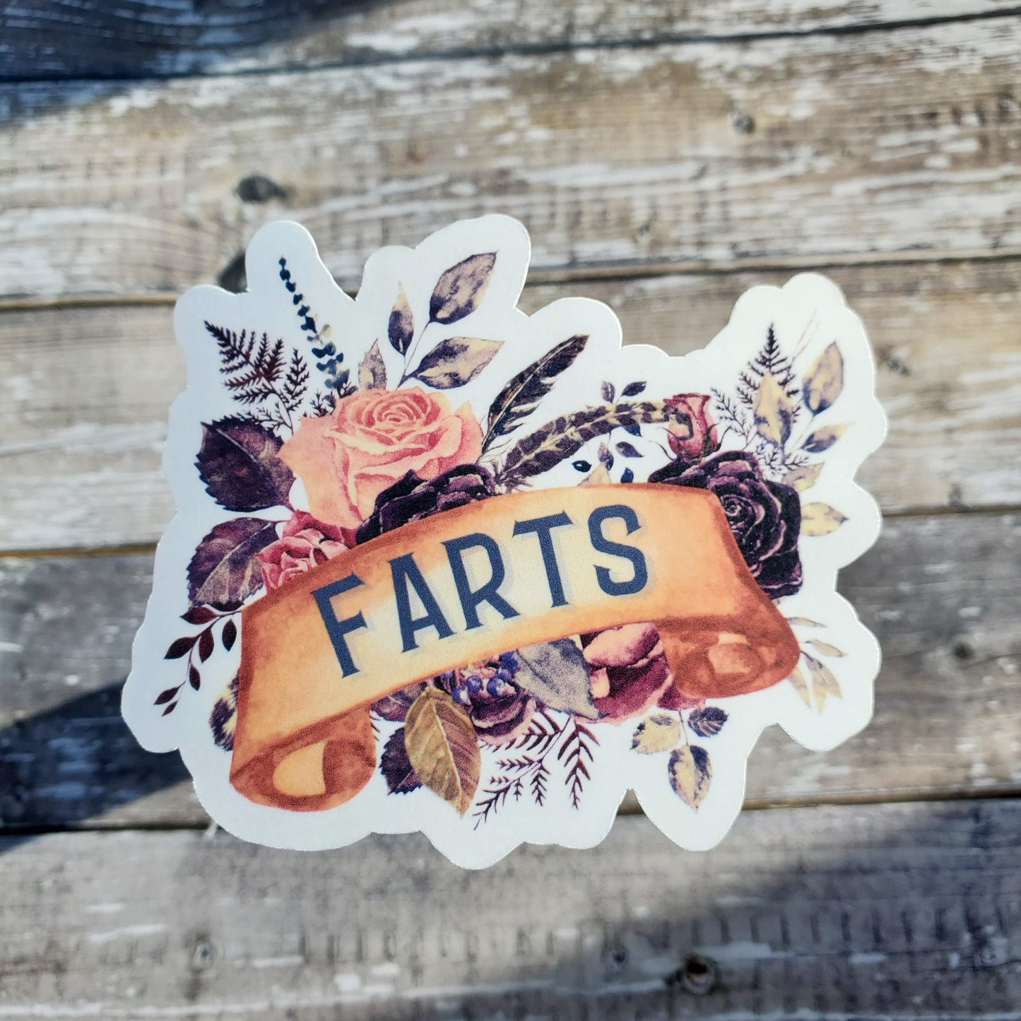 Funny Fart Sticker, Funny Adult Sticker, Floral Fart Decal, Farts are Funny, Gag Gift, White Elephant Gift