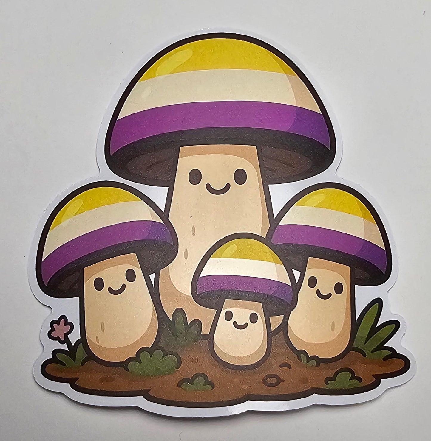 Wholesale ~ Nonbinary Pride Mushroom Sticker