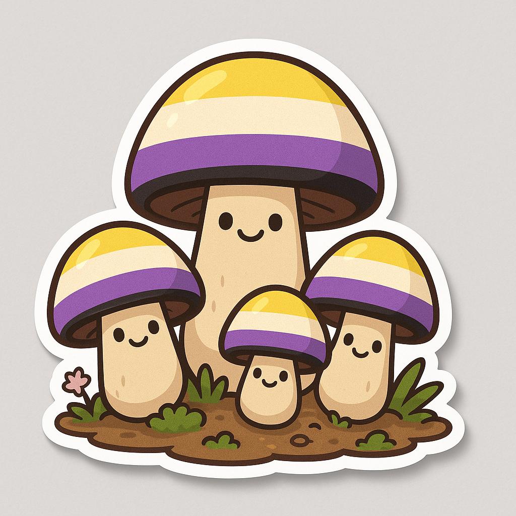 Wholesale ~ Nonbinary Pride Mushroom Sticker