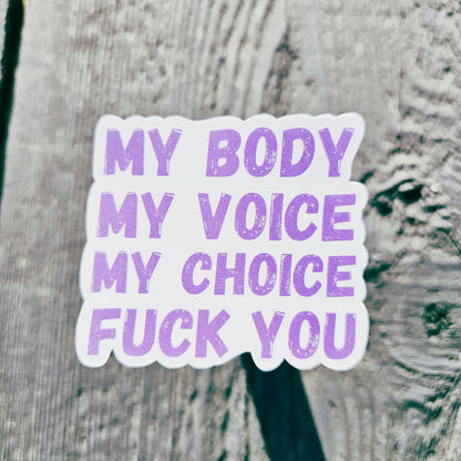 My Body My Choice Sticker | Feminist Statement | Pro Choice Vinyl Sticker | Women's Rights | Consent Matters | Activism