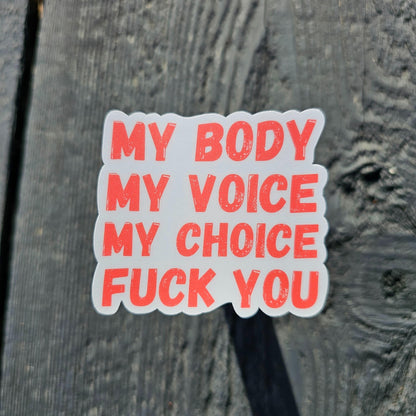 My Body My Choice Sticker | Feminist Statement | Pro Choice Vinyl Sticker | Women's Rights | Consent Matters | Activism