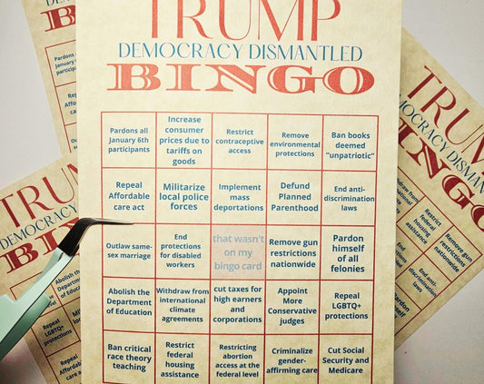 Trump Bingo Card | Trump 2024 Presidency Dark Humor Anti-Trump Satire | Democracy Dismantled | Trump 2024