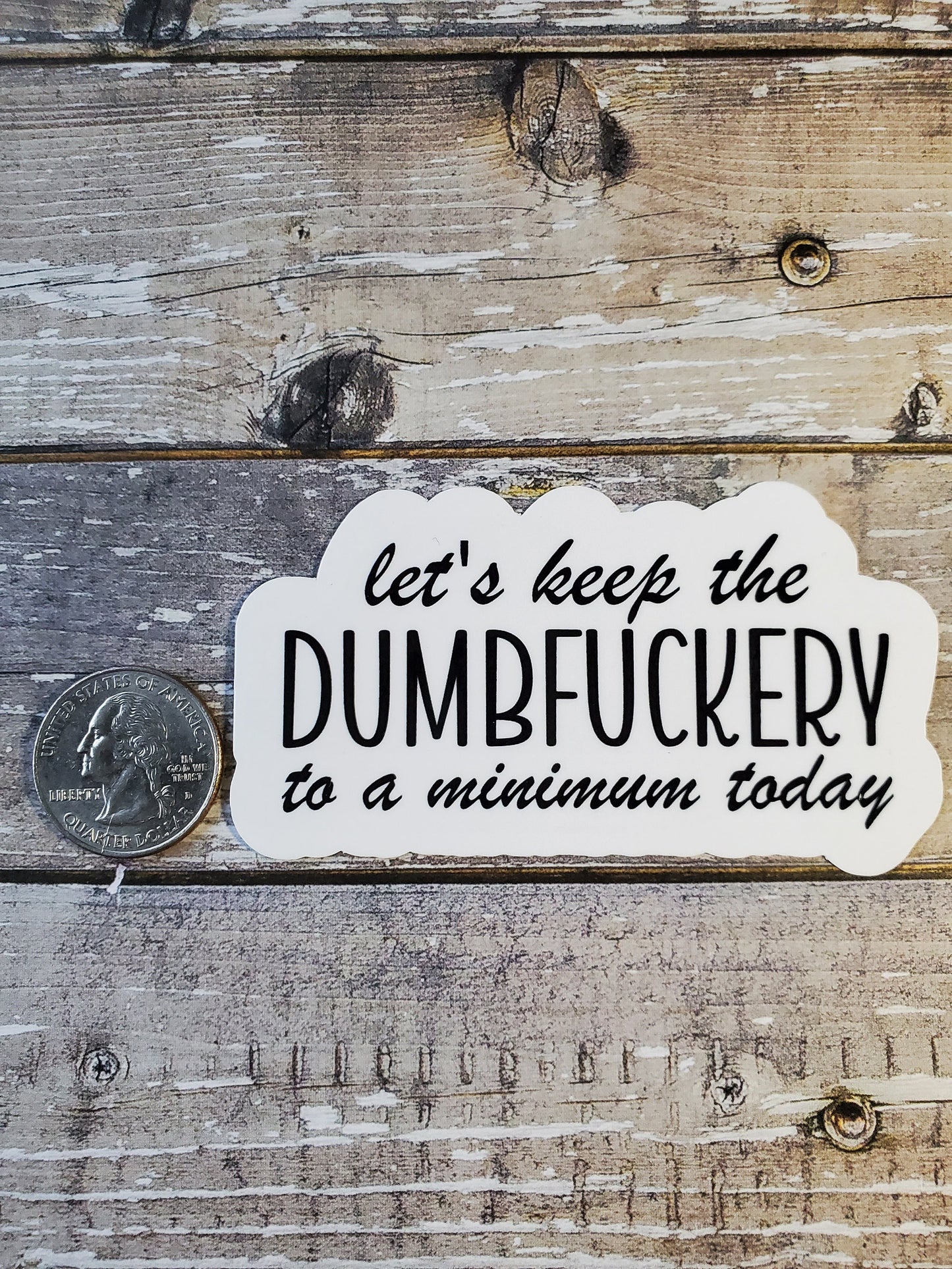Dumbfuckery Sticker, Let's Keep the Dumbfuckery to a Minimum Today Sticker, Funny Sticker, Obscene Sticker