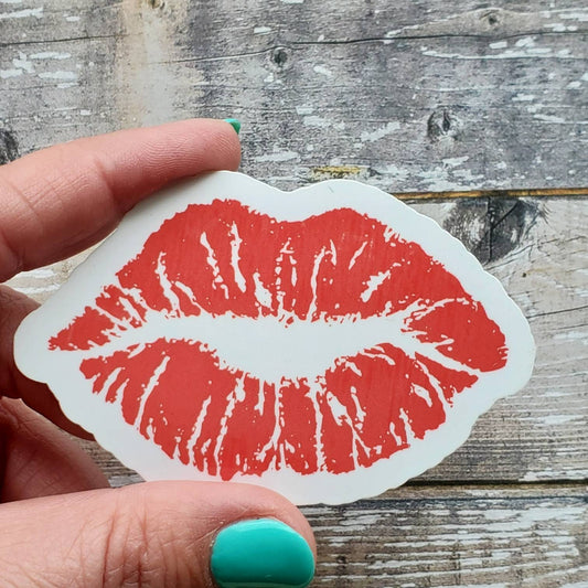 Red Lips Sticker, Kissing Lips Sticker