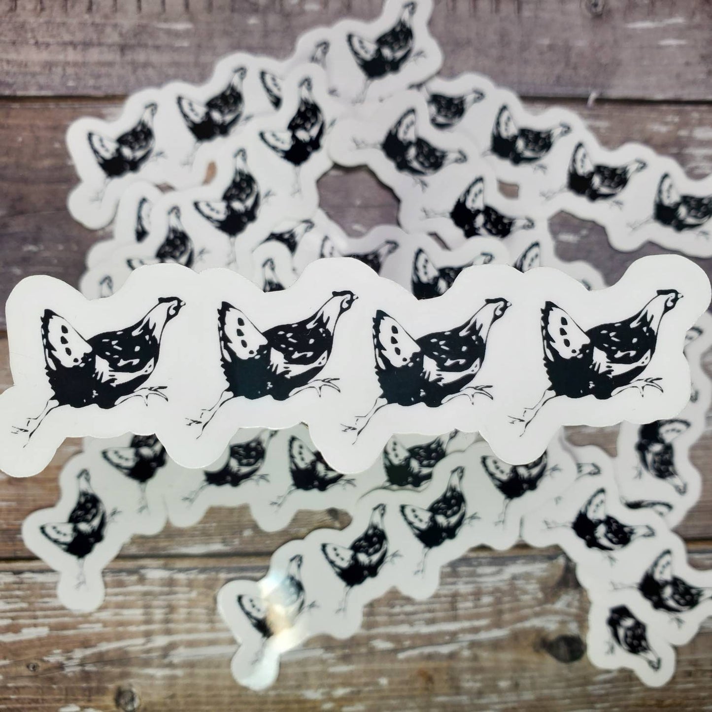 Hens Sticker, Running Chickens Sticker, Black and White Chicken Decal, Gift for Chicken Lover