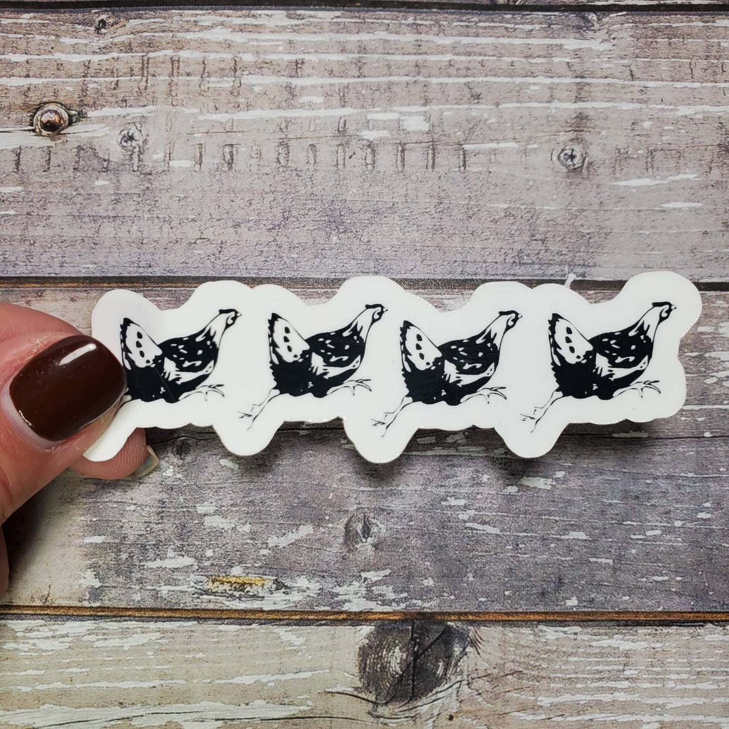 Hens Sticker, Running Chickens Sticker, Black and White Chicken Decal, Gift for Chicken Lover