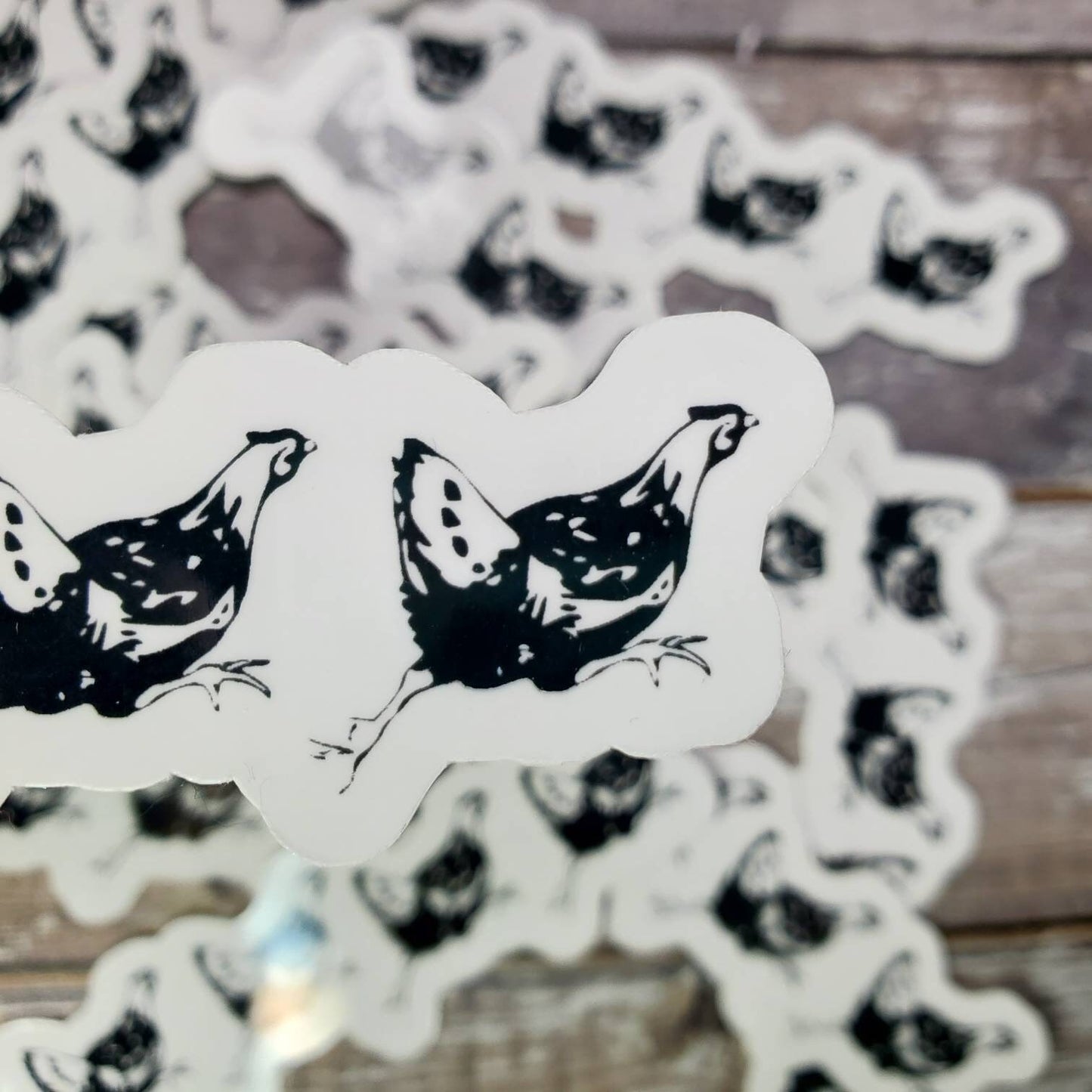 Hens Sticker, Running Chickens Sticker, Black and White Chicken Decal, Gift for Chicken Lover