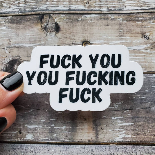 Fuck You Sticker, Fuck You You Fucking Fuck Sticker, Funny Sticker, Fuck off and Die Sticker