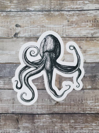 Sailor Octopus Sticker, Octopus Tentacles Sticker, Black and White Octopus Sticker