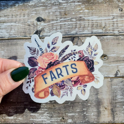 Funny Fart Sticker, Funny Adult Sticker, Floral Fart Decal, Farts are Funny, Gag Gift, White Elephant Gift