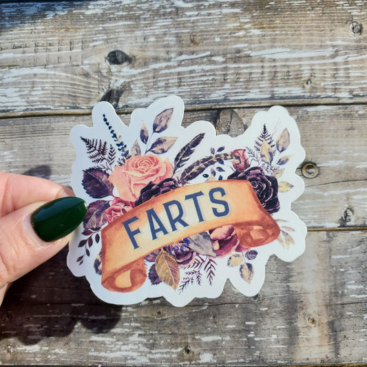 Funny Fart Sticker, Funny Adult Sticker, Floral Fart Decal, Farts are Funny, Gag Gift, White Elephant Gift
