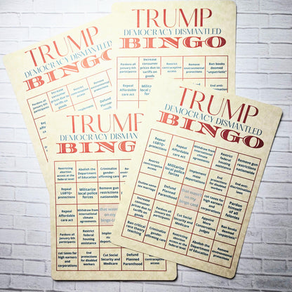 Trump Bingo Card | Trump 2024 Presidency Dark Humor Anti-Trump Satire | Democracy Dismantled | Trump 2024