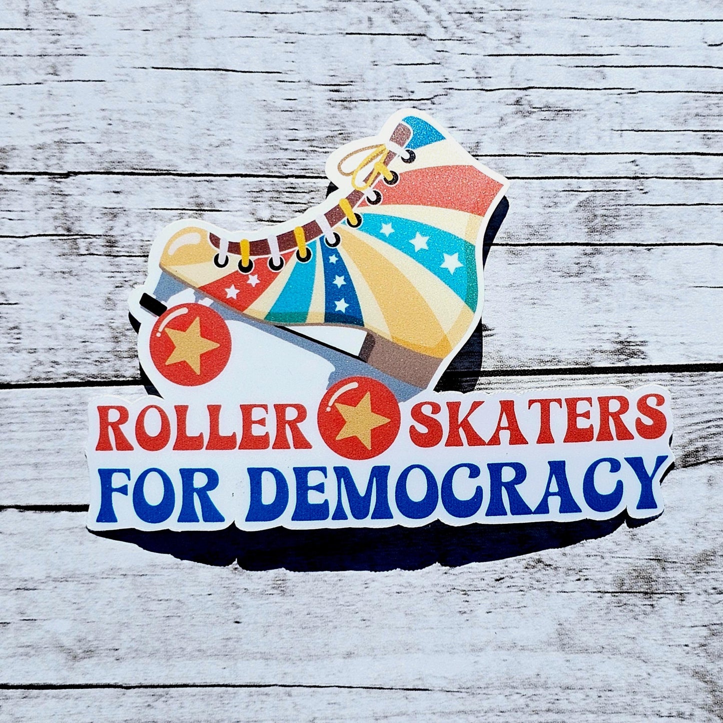 Roller Skaters for Democracy Sticker | Political Vinyl Sticker for Roller Derby, Skaters, and Activists | Anti-Trump