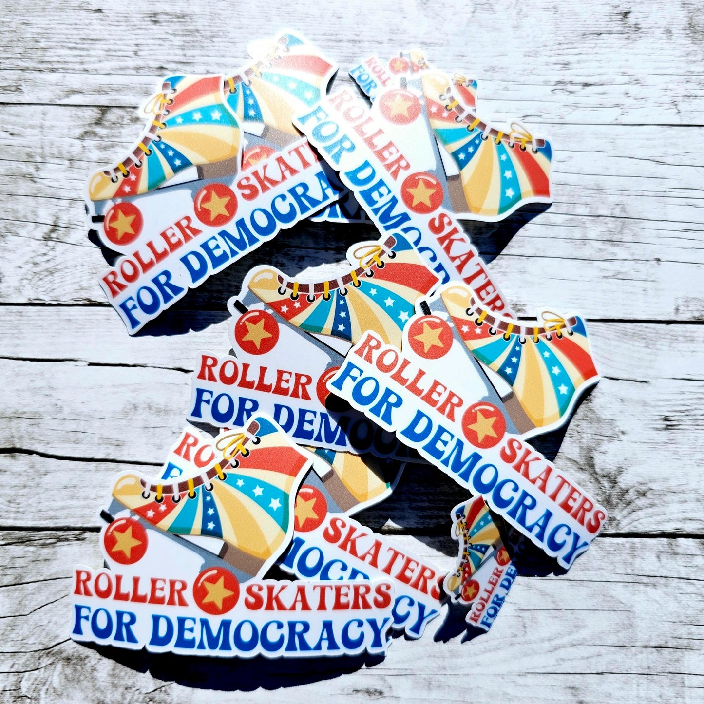 Roller Skaters for Democracy Sticker | Political Vinyl Sticker for Roller Derby, Skaters, and Activists | Anti-Trump