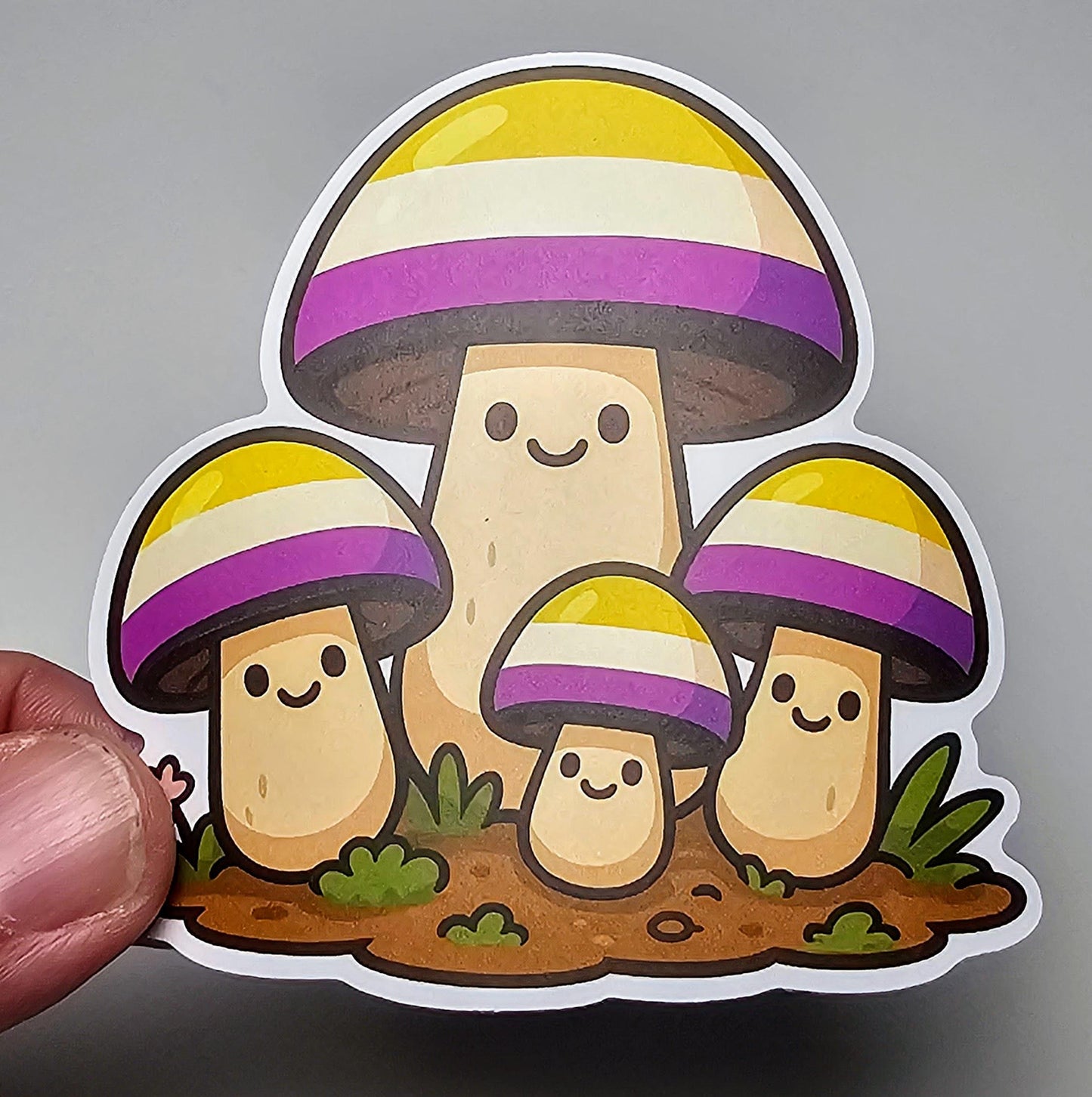 Wholesale ~ Nonbinary Pride Mushroom Sticker