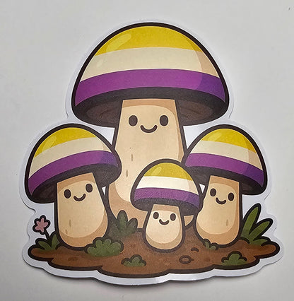 Wholesale ~ Nonbinary Pride Mushroom Sticker