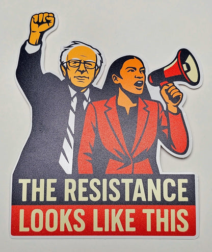 Resistance Sticker - Bernie and AOC - Fight Oligarchy Sticker - Anti Trump Vinyl - Political Activism Sticker