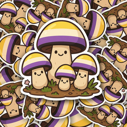 Wholesale ~ Nonbinary Pride Mushroom Sticker