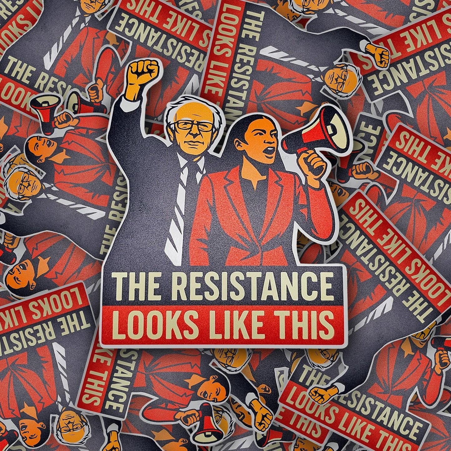 Resistance Sticker - Bernie and AOC - Fight Oligarchy Sticker - Anti Trump Vinyl - Political Activism Sticker