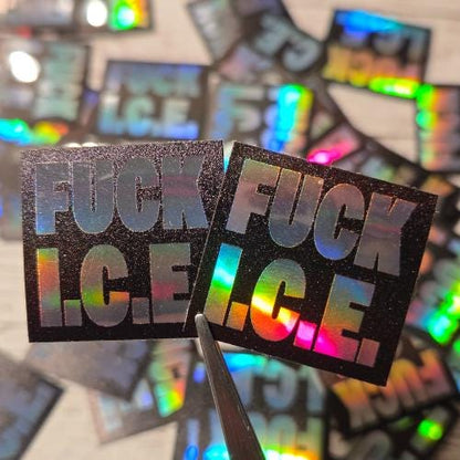 Fuck ICE Holographic Stickers | Anti-ICE Protest Confetti | Bulk Activist Vinyl Decals | Abolish ICE Pack