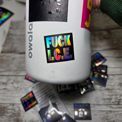 Fuck ICE Holographic Stickers | Anti-ICE Protest Confetti | Bulk Activist Vinyl Decals | Abolish ICE Pack