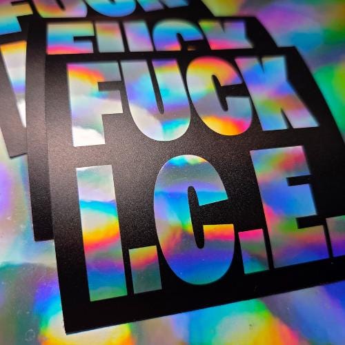 Fuck ICE Holographic Stickers | Anti-ICE Protest Confetti | Bulk Activist Vinyl Decals | Abolish ICE Pack
