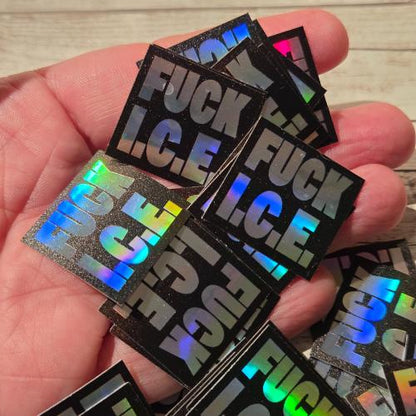 Fuck ICE Holographic Stickers | Anti-ICE Protest Confetti | Bulk Activist Vinyl Decals | Abolish ICE Pack