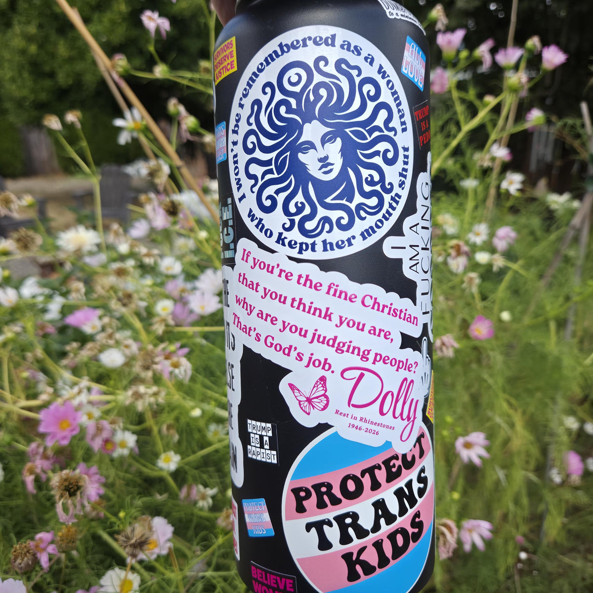 Dolly Parton Quote Sticker, Rest in Rhinestones Tribute Decal, Fine Christian Quote, Glossy Vinyl 4 Inch, Black or Pink
