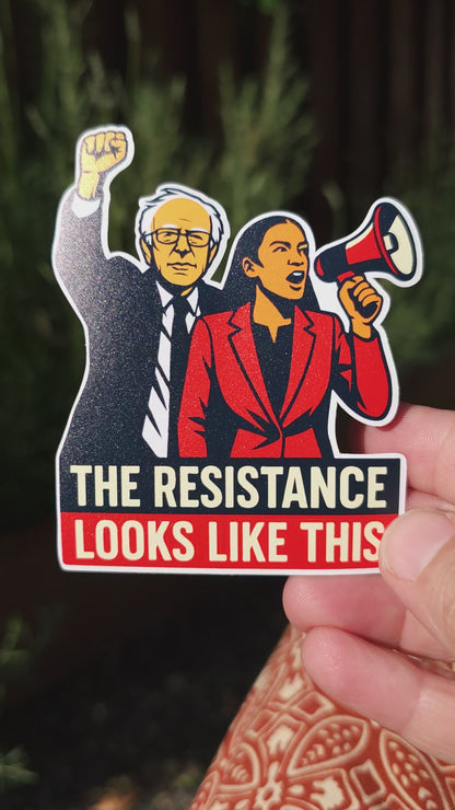 Resistance Sticker - Bernie and AOC - Fight Oligarchy Sticker - Anti Trump Vinyl - Political Activism Sticker
