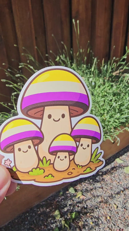 Wholesale ~ Nonbinary Pride Mushroom Sticker